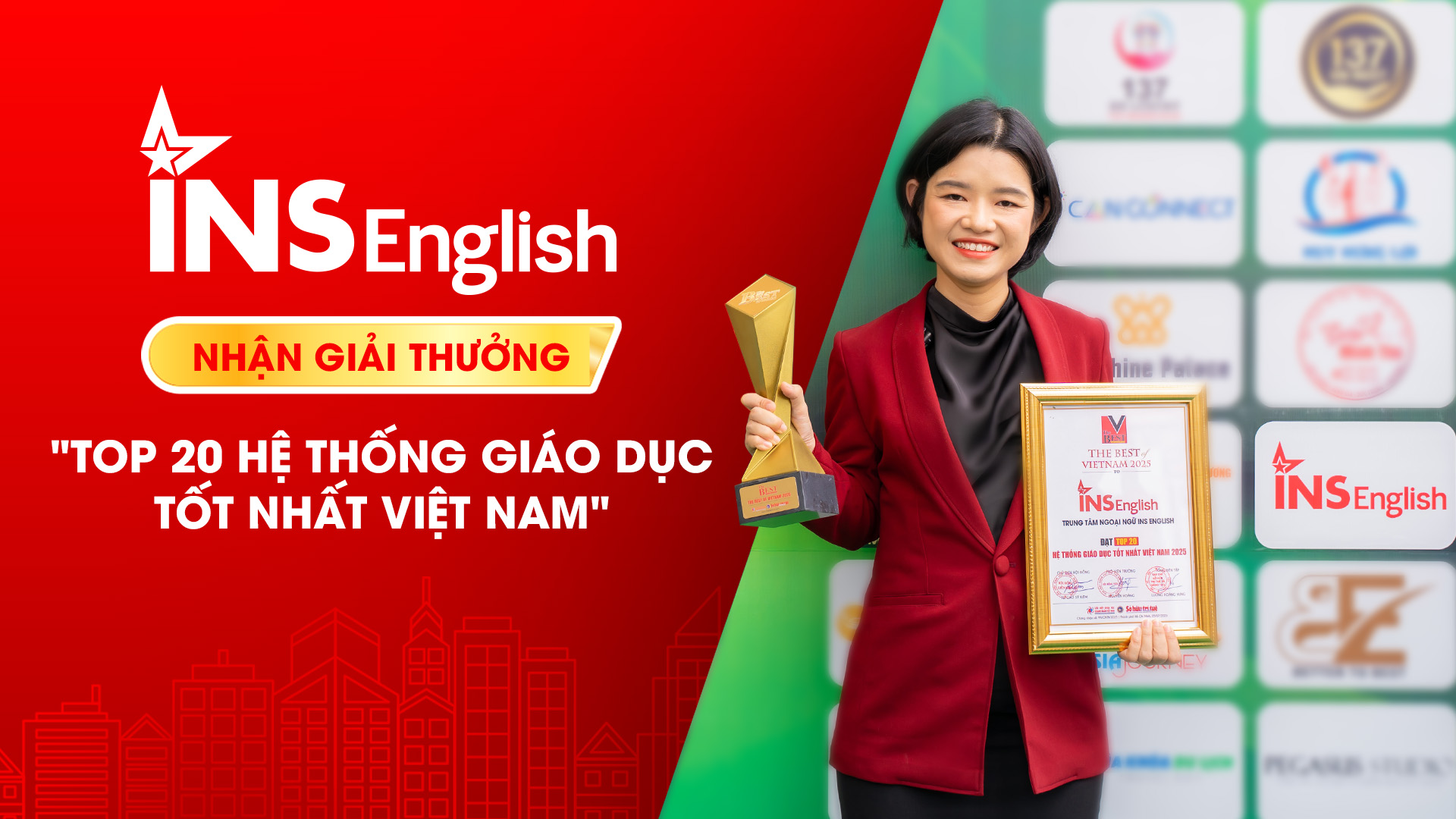 INS ENGLISH NHẬN GIẢI THƯỞNG TOP 20 THƯƠNG HIỆU GIÁO DỤC TỐT NHẤT VIỆT NAM